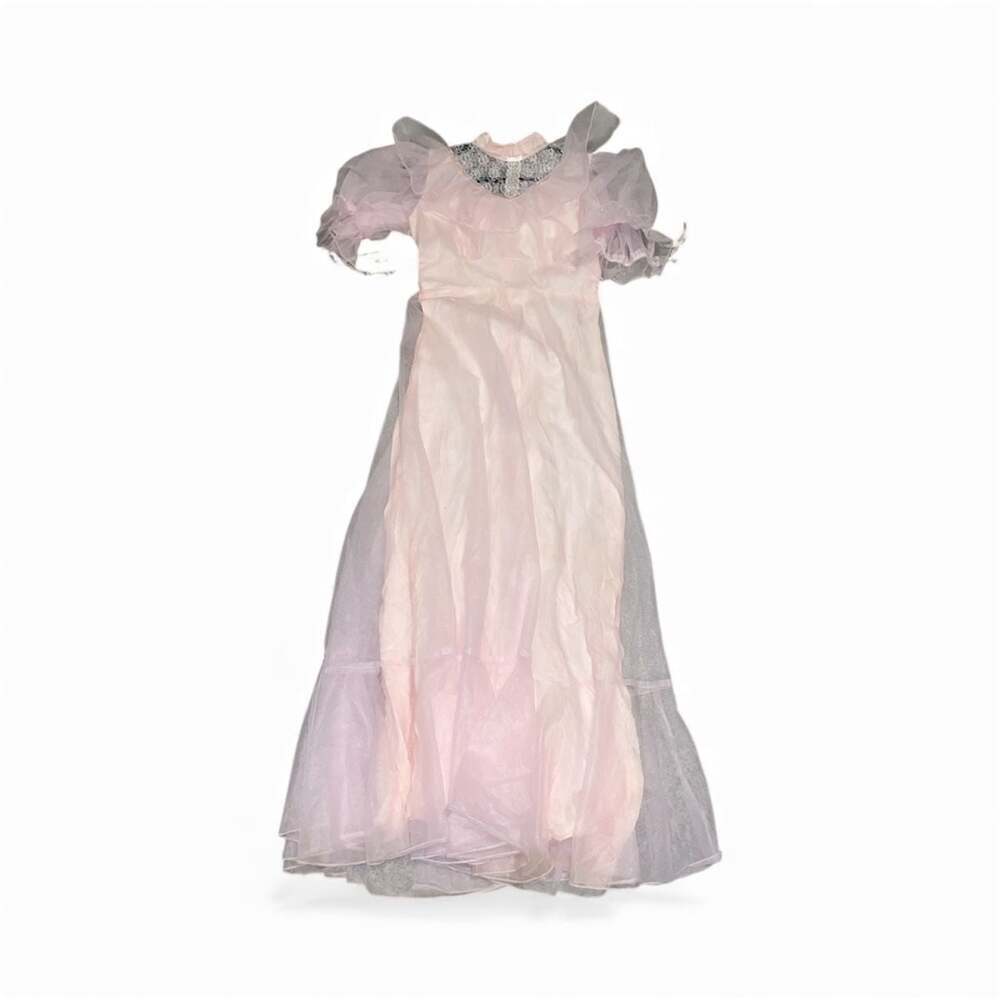 Vintage 1930s Sheer Pink Organdy Gown with Puff Sleeves - Picture 1 of 7